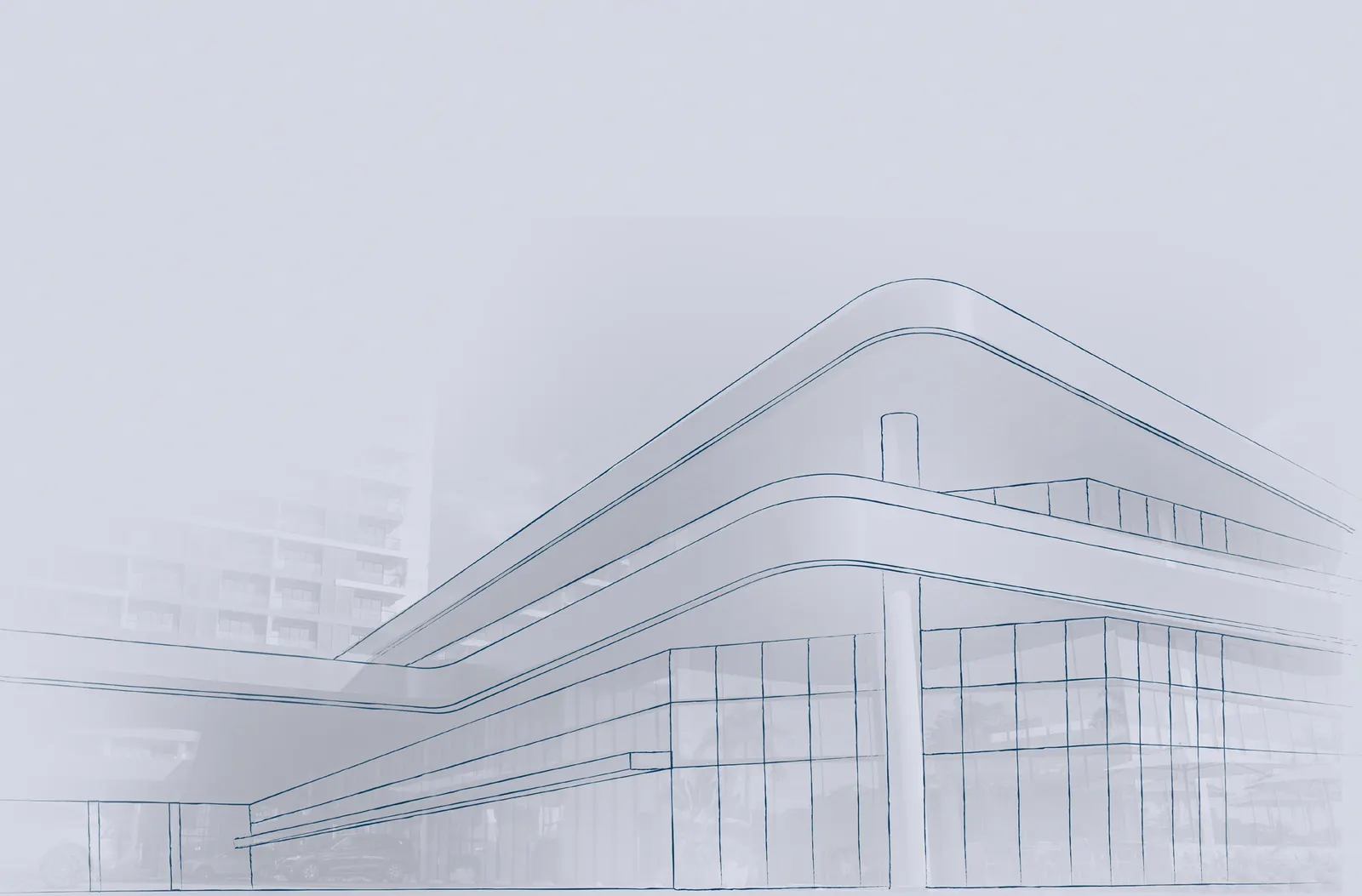 Desenho em traço da arquitetura do Harbor 360°